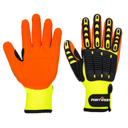 A721 Lightweight anti Impact Nitrile Grip Safety Work Gloves Yellow/Orange, Small- Bannav S Bannav LLC